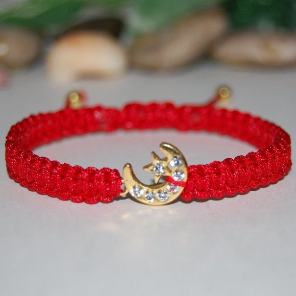 Moon Star Bracelet,Wish Bracelet,Moon and Star Bracelet,Celestial Bracelet,Draws - Picture 2 of 3